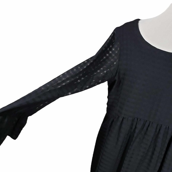 BCBGeneration size Large Long Sheer Sleeve Gingham Dress - Picture 3 of 7